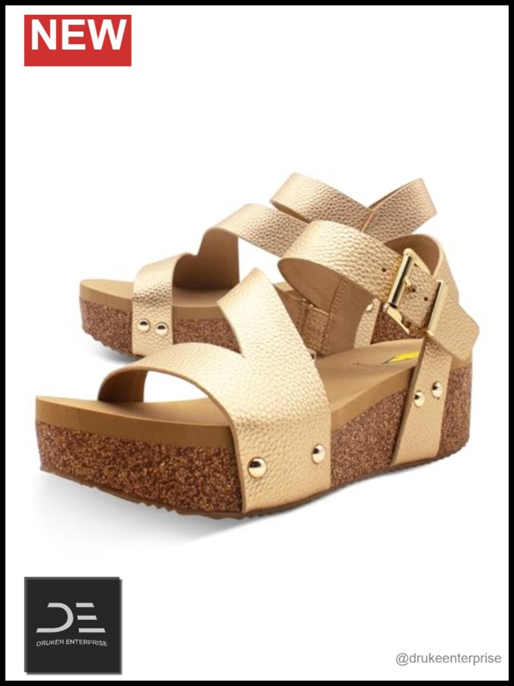 Vegan Leather Strappy Wedge Sandals, Adjustable Ankle Strap, Cork Wedge Heel